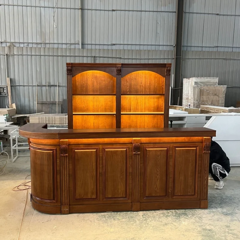 custom.European Retro Solid Wood Paint Display Cabinet Kitchen Use-Clothing Coffee Bistro Bar Light Corner Cash Regi
