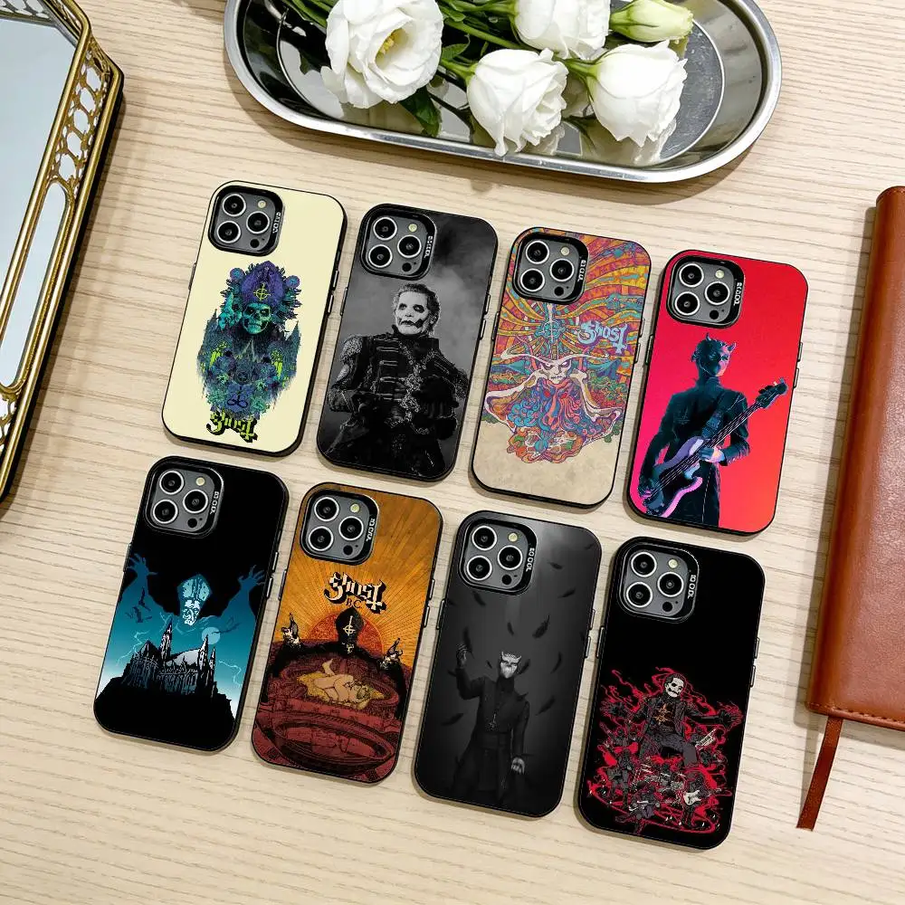 

H-Heavy Metal Band G-Ghost Phone Case For iPhone17,16,15,14,13,12,11 Plus,Pro Max Black Candy silver phone case