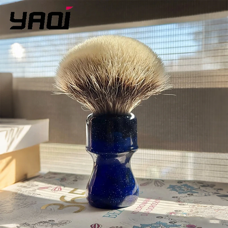 2026年新入荷-yaqi-メンズ高級シェービングブラシ-24mm-ミステリアススペースカラーハンドル-ツーバンド-バジャー毛結び-顔のグルーミング用