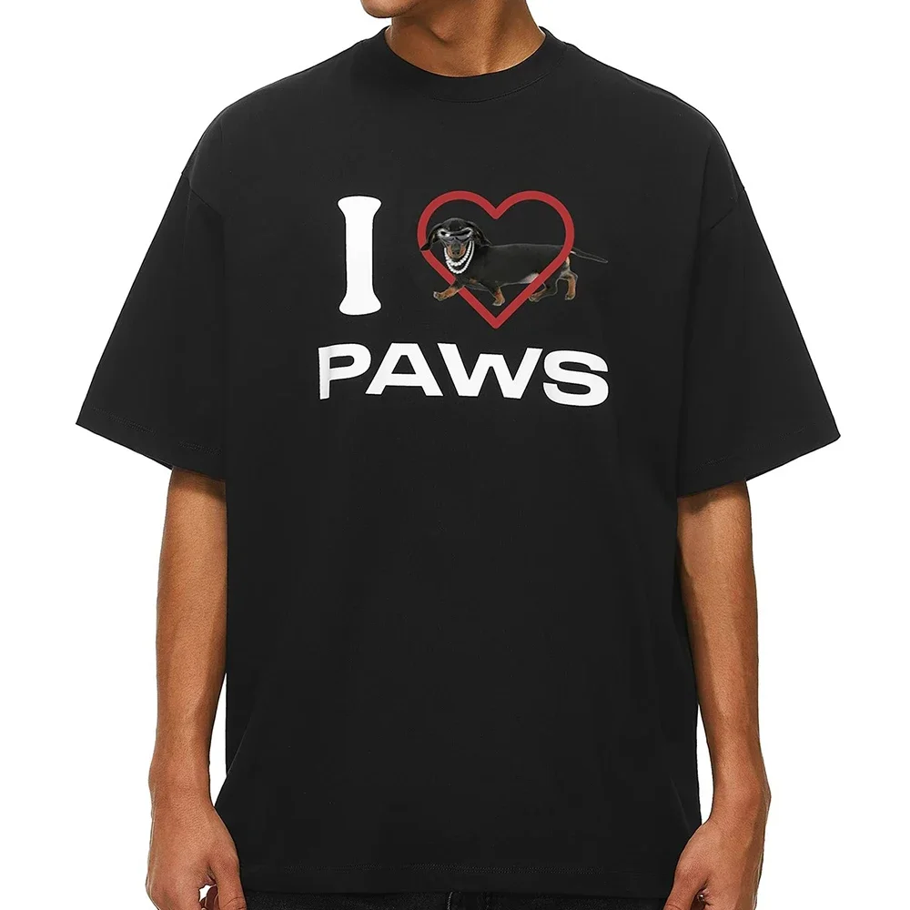 

Pop 2025 New Cotton T-shirt Men Women Summer I LOVE DOG Short Sleeve Round Neck Breathable Casual Tee Top Clothing