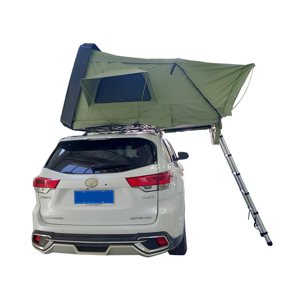 Outdoor Self-driving Tours Windproof Rainproof Plastic ABS Hard Shell With Hydraulic Straight Bracing Cuboid Roof Tent