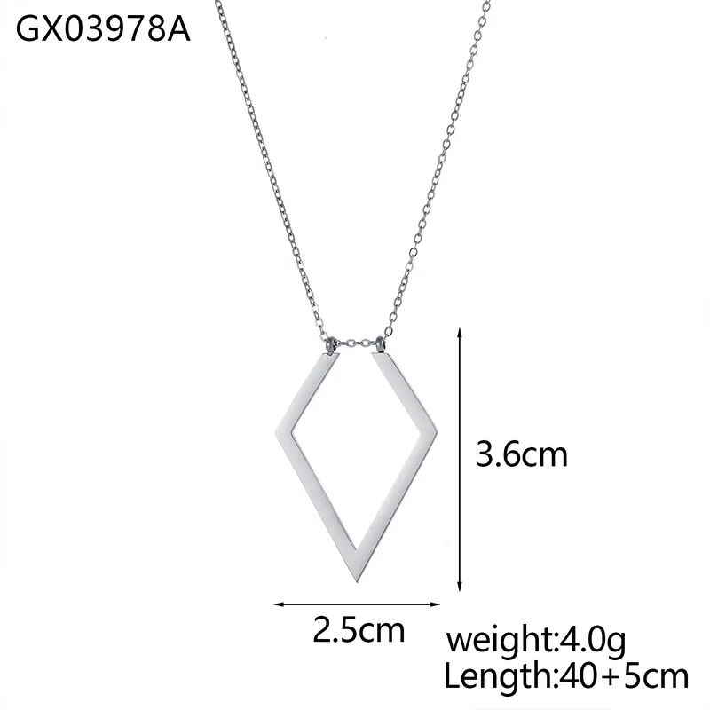 Stainless Steel Gold Plated Cone Ring Holder Geometric Buckle Hollow Necklace Temperament Ring Keeper Clavicle Chain for Women