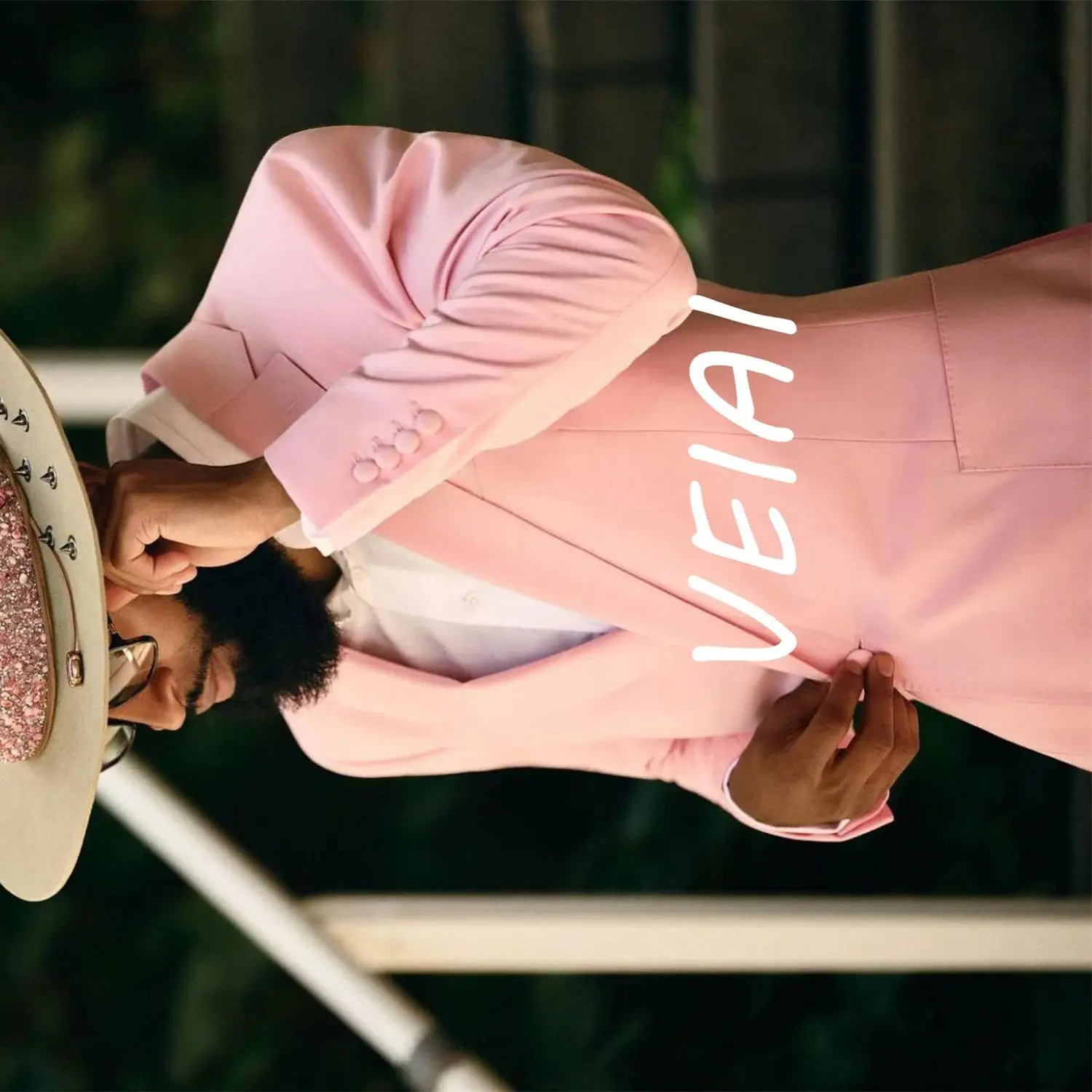 

CustomizedFashion Design Casual Pink Mens Wedding Suit Double Breasted Slim Fit Prom Party Tuxedo Groom Wear Best Man Blazer