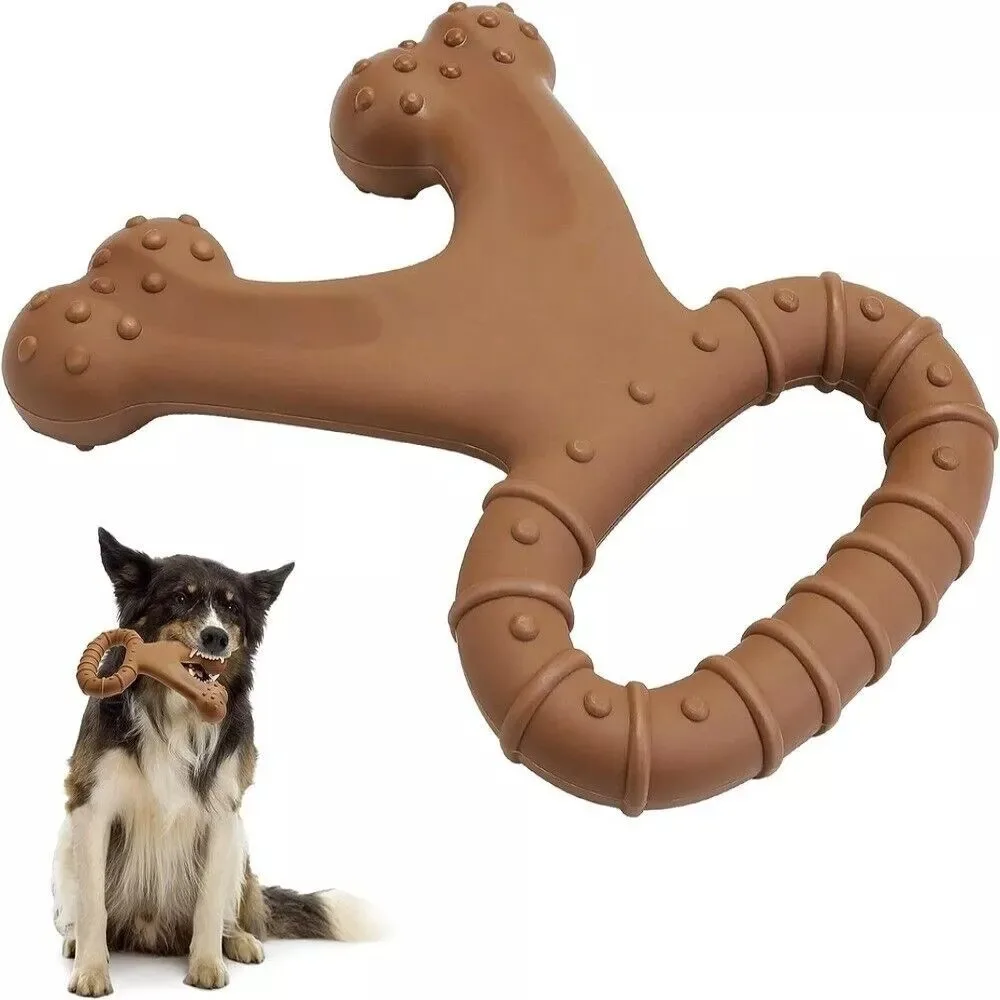 New Nylon Beef Flavour Wishbone Grinding Teeth Puppy Interactive Extreme Tough Dog Toy Dog Supplies Training Dog Chew Toy Bone