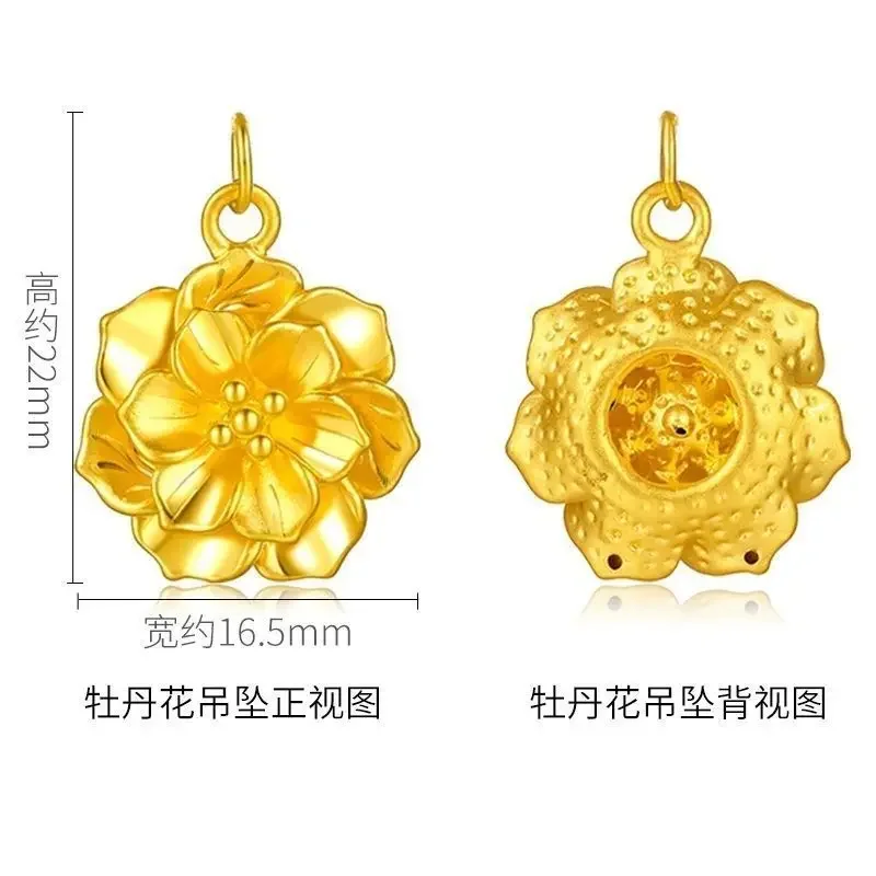 Mencheese New Style Nachahmung Gold eingewickelt Silber Mode Gold Pfingstrose Blume Anhänger farbe cht nationalen Stil Geschenk für Liebhaber