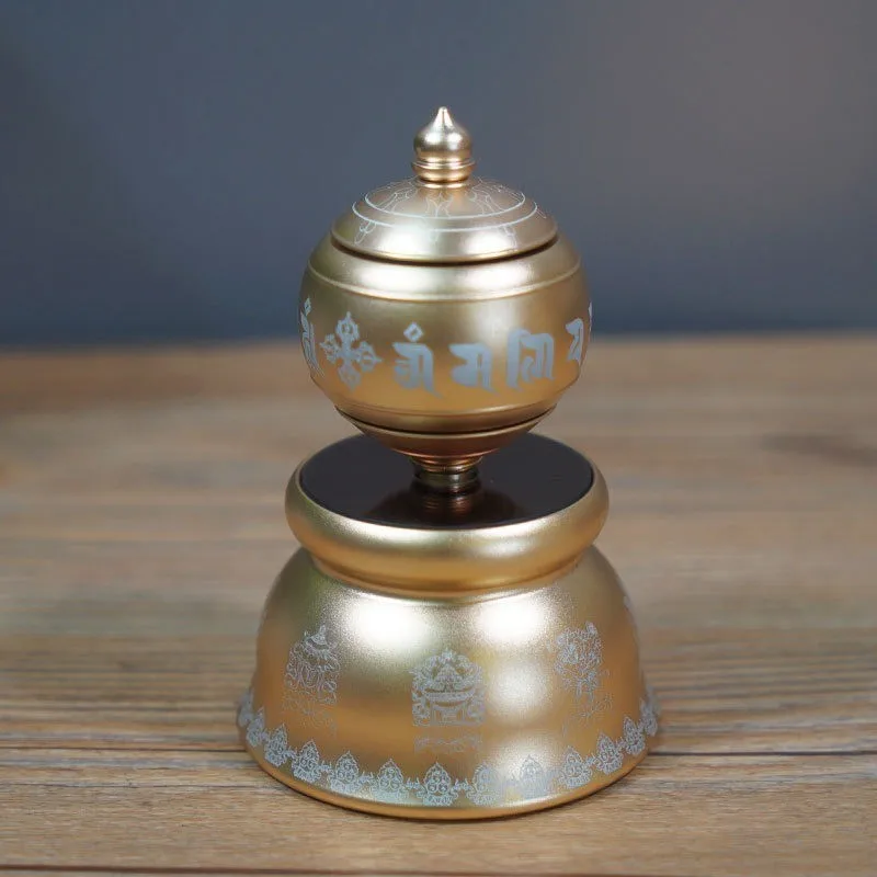 Tuhopeta 10cm Solar Car Energy Transfer Gold Wheel with Eight Auspicious Hands Design for Vehicle Decoration