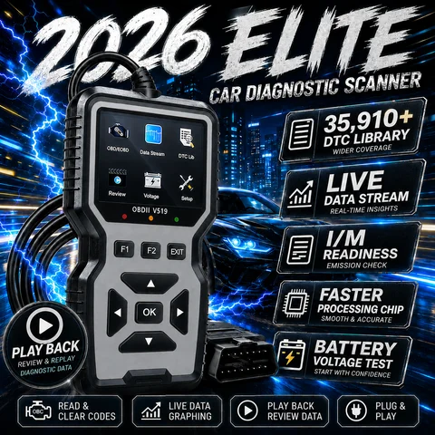 Professional Obd2 Diagnostic Tool for Heavy-Duty Vehicle Repair - Code Reader/Resetter, Supports Real-Time Data Stream, No Battery Required, Compatible with Vehicles from 1996 Onwards (Obdii/Eobd, Mode 6/8), Suitable for Mechanics, DIY Car Repair, Trucks, Motorcycles, Suvs - Compact Design, User-Friendly Control, Durable Equipment, Obd Ii Reader, Automotive