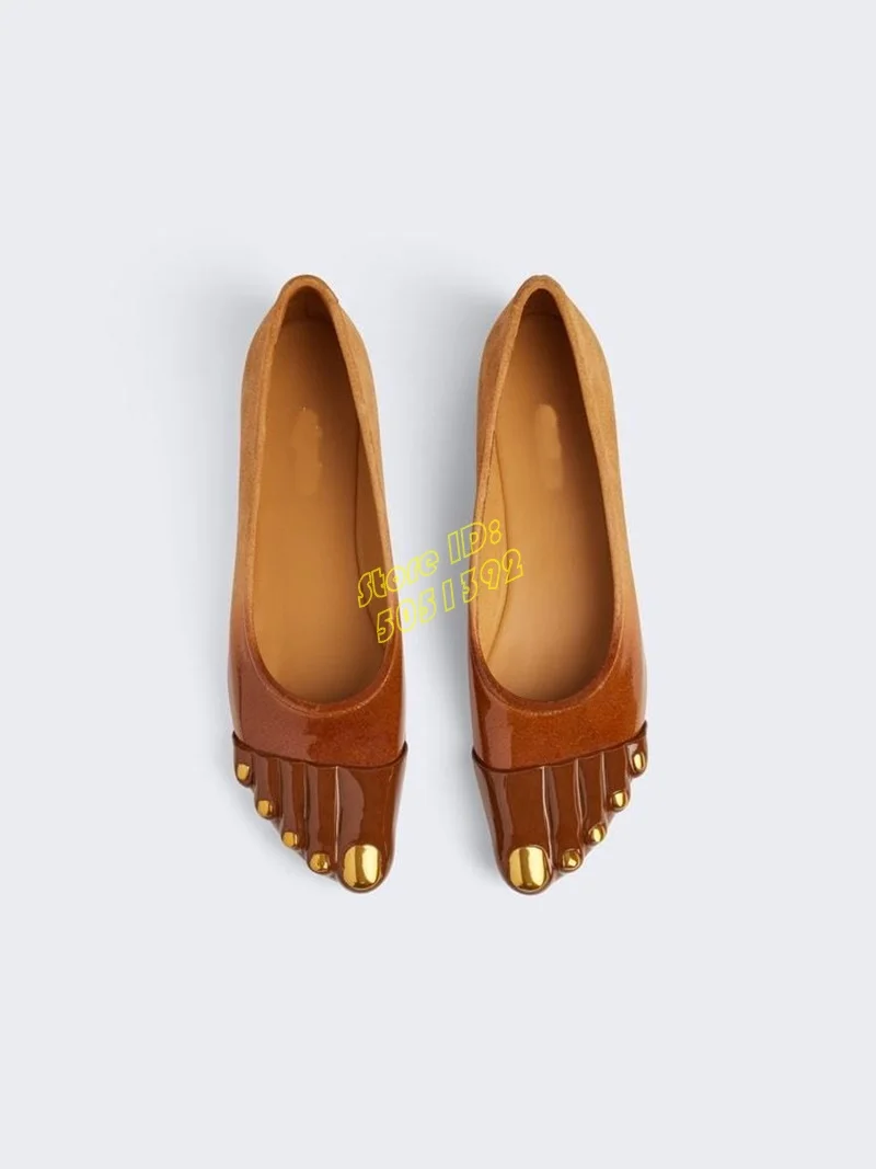 

Туфли на низком каблуке с пятью пальцами, коричневые с градиентом без шнуровки, подиум 2026, новые поступления, черные модельные туфли ручной работы с квадратным носком, реальное изображение