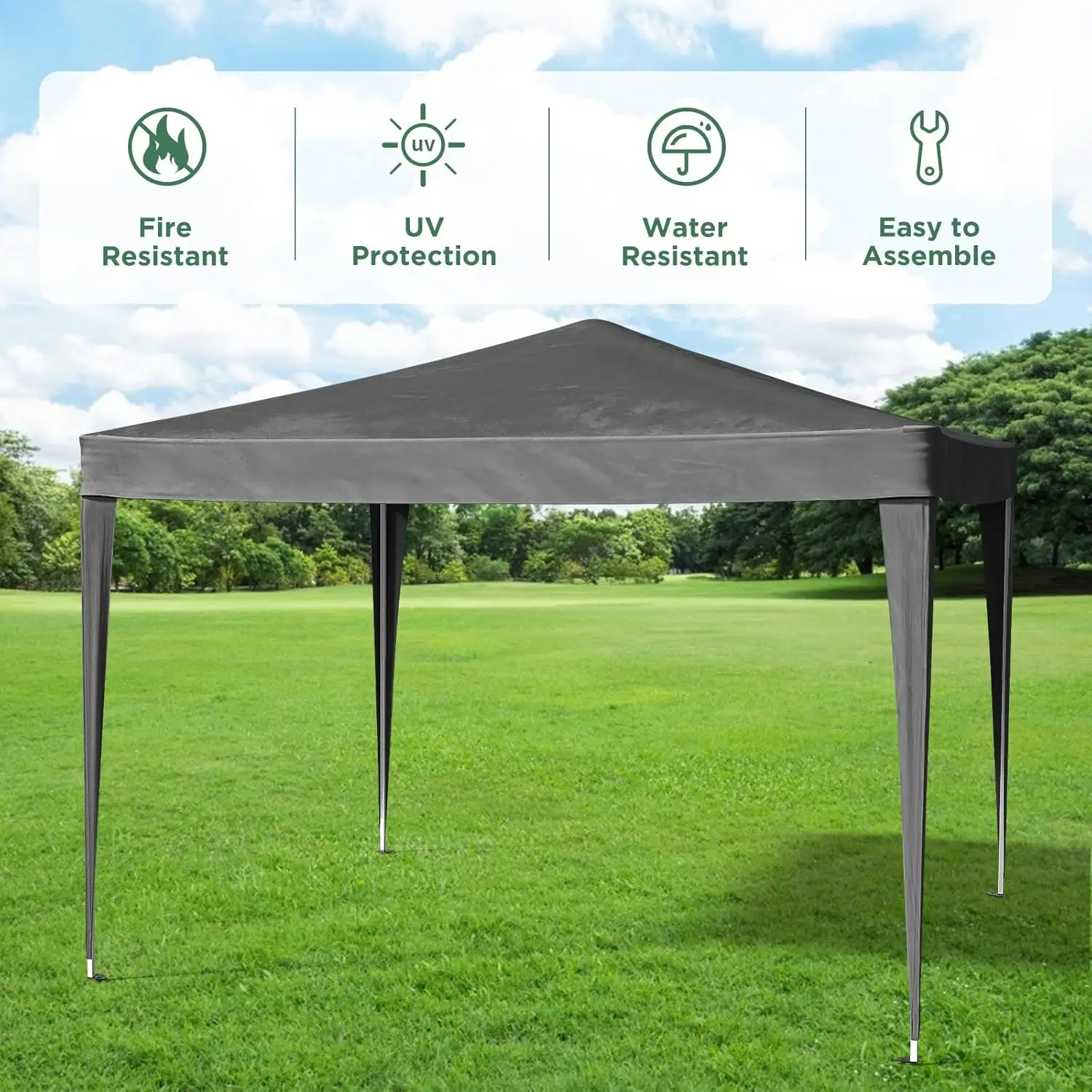 خيمة مظلة شرفة منبثقة لحديقة الزفاف الخارجية، 2 × 2 مظلة سرادق خارجية للتخييم وحفلات الزفاف قابلة للطي باللون الرمادي