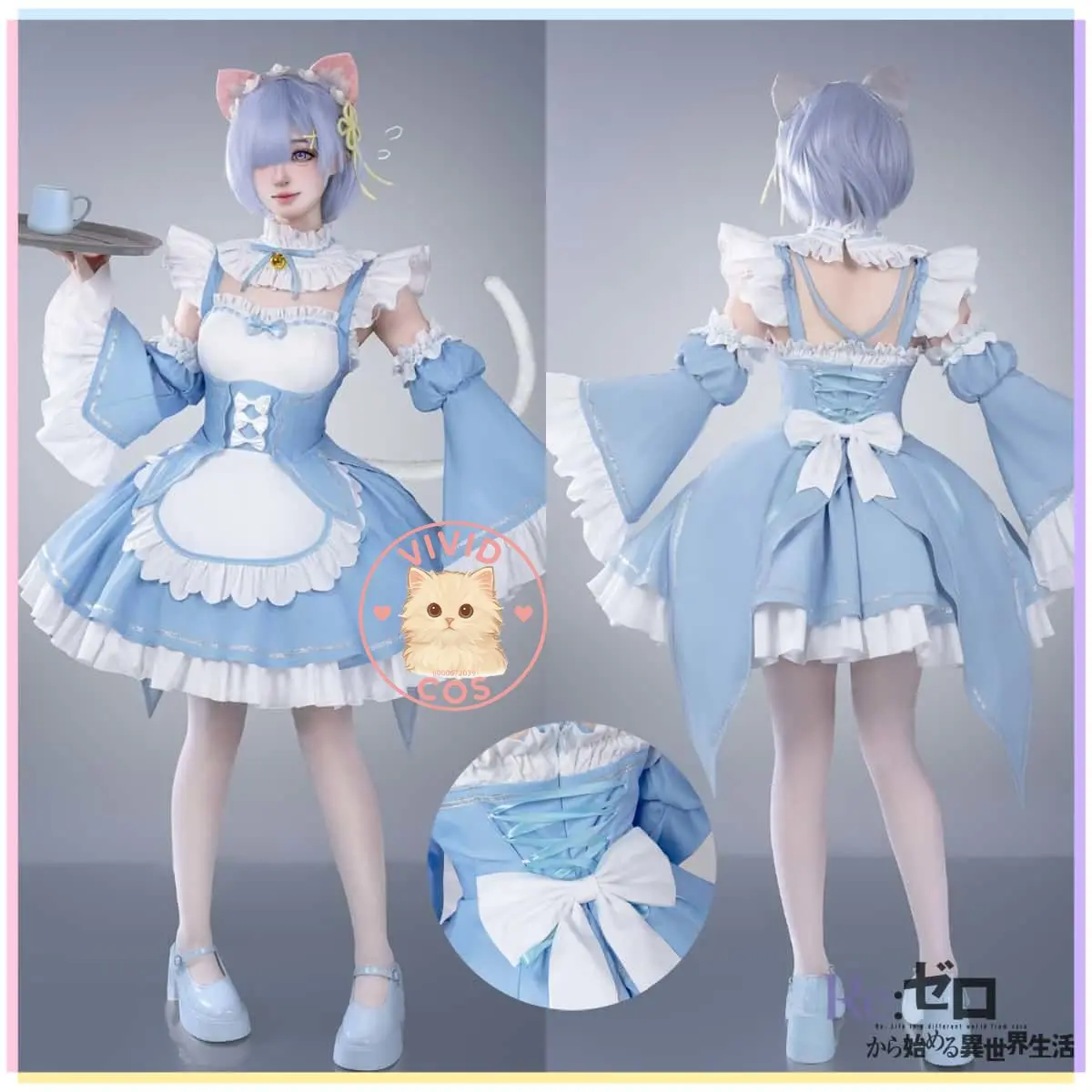 

Re:Zero Cosplay Costume Anime Rem Role Playing High-quality Blue Cute Maid Uniform Dress for Women Comic Con Party Lolita Suits