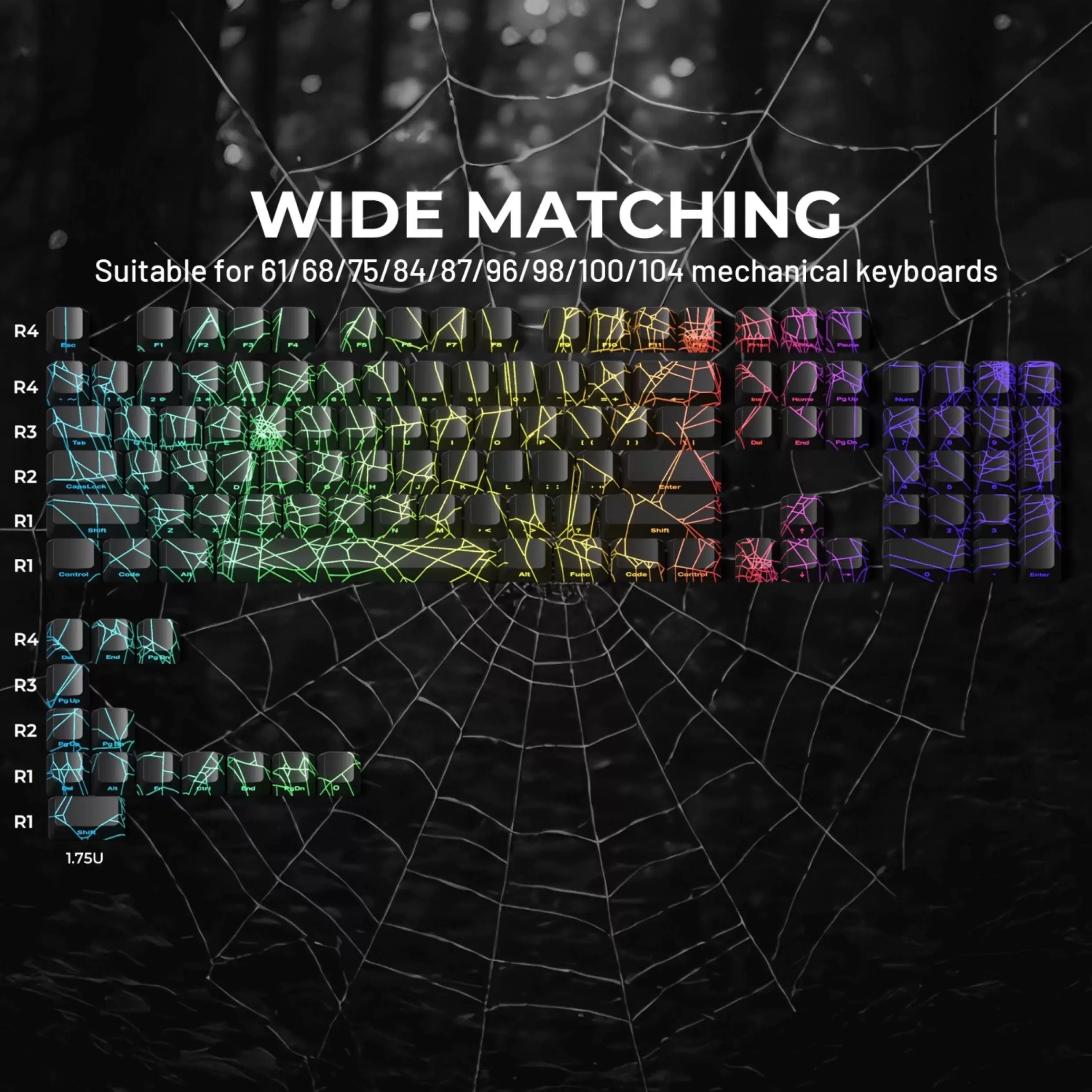 XVX black-transparent spider-web keycap with transparent light-emitting customized keyboard cap.