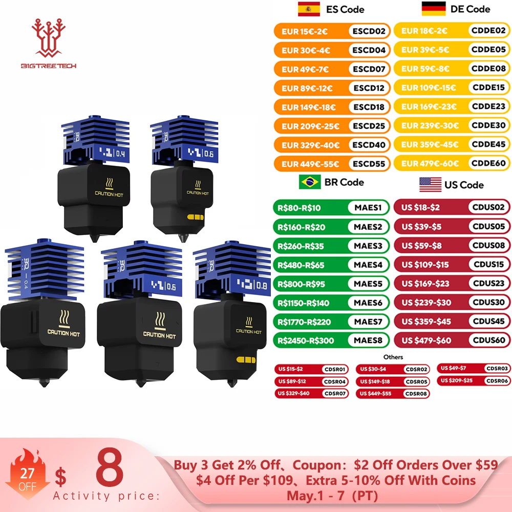 �y�Z�[�����zBIGTREETECH �p���_�W���[�T�[�z�b�g�G���h�W������ 0.4/0.6/0.8 �~�����[�g���d���|�m�Y�� BambuLab X2D H2D H2C H2S P2S A1 A1mini �p