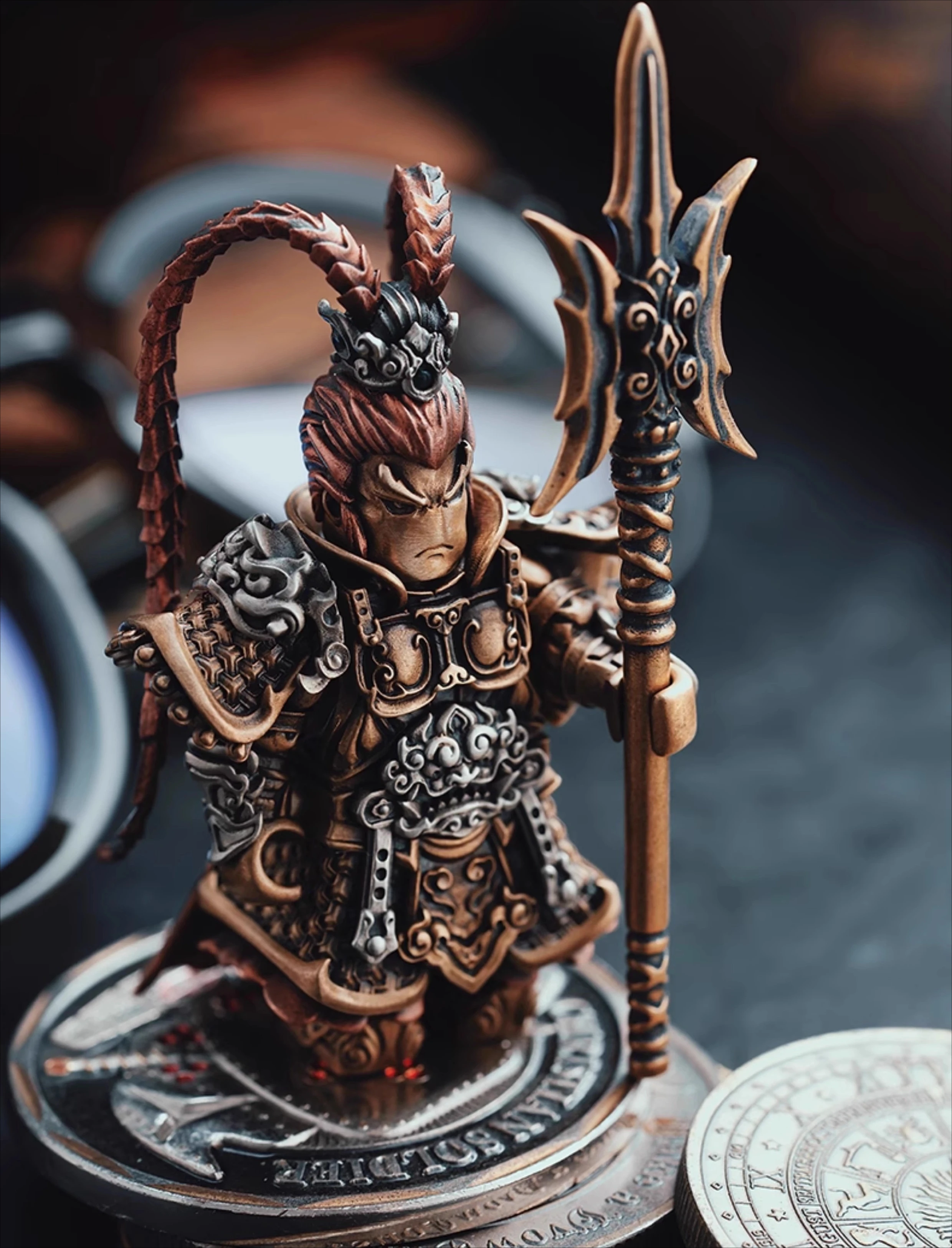 

Creative Desktop Copper Handle Piece Trendy Metal Figurine Three Kingdoms Character Figurine Cultural Decoration Ornament