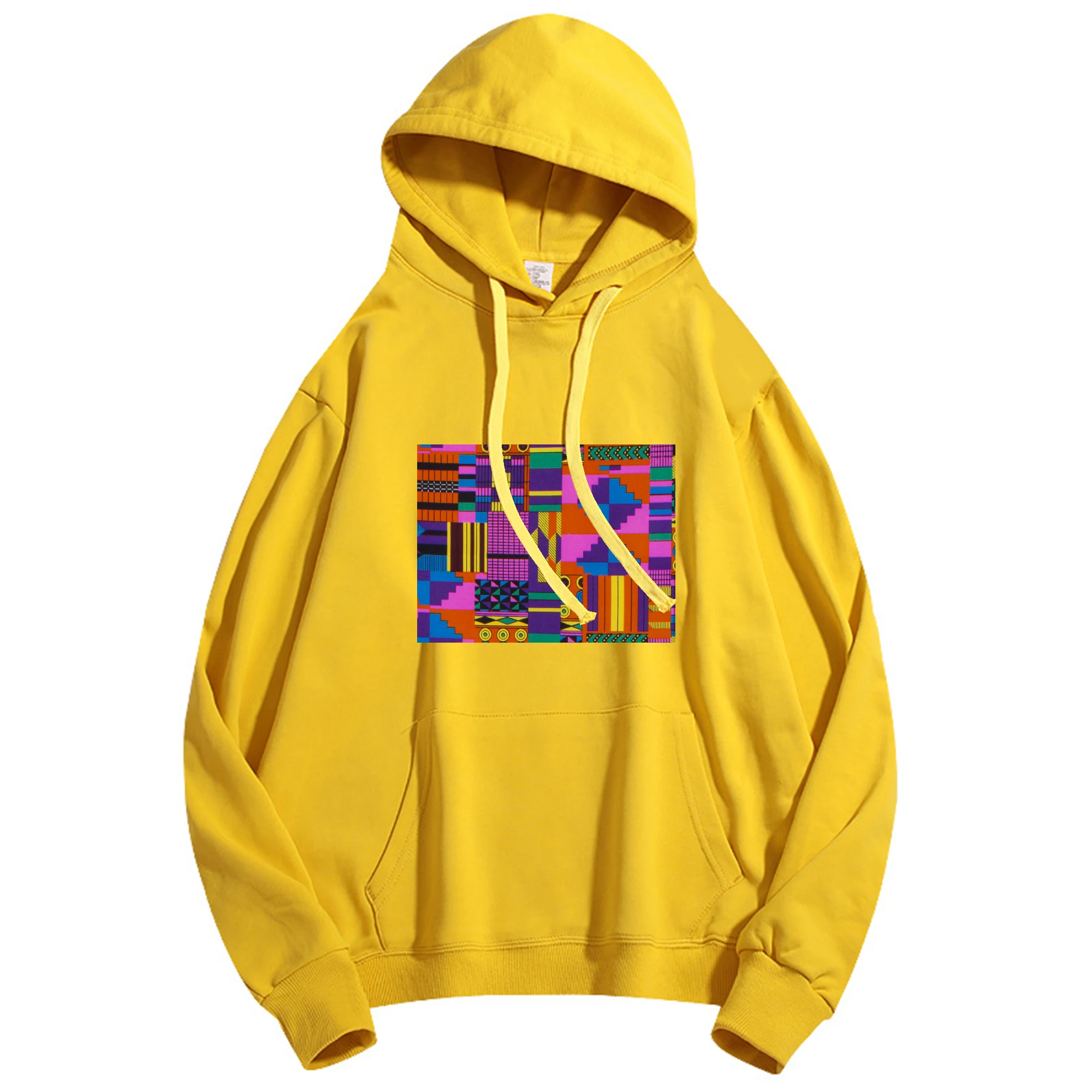 African Wax Print Hoodie Streetwear Oversize Casual Sweatshirt with Ethnic Geometric Patterns WYN2413