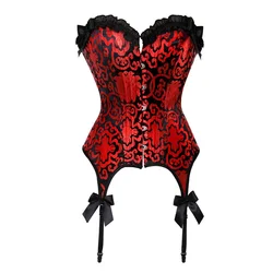 Red Lace Corset with Garter Belt Sexy Corset Lingerie for Women Corset Suit Sets Victorian