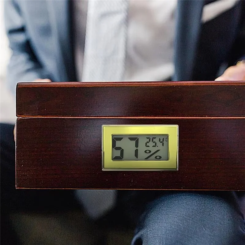 TFORU-Humidor Igrometro Sensore di umidità accurato in metallo Indicatore di temperatura e umidità Indicatore di temperatura digitale portatile