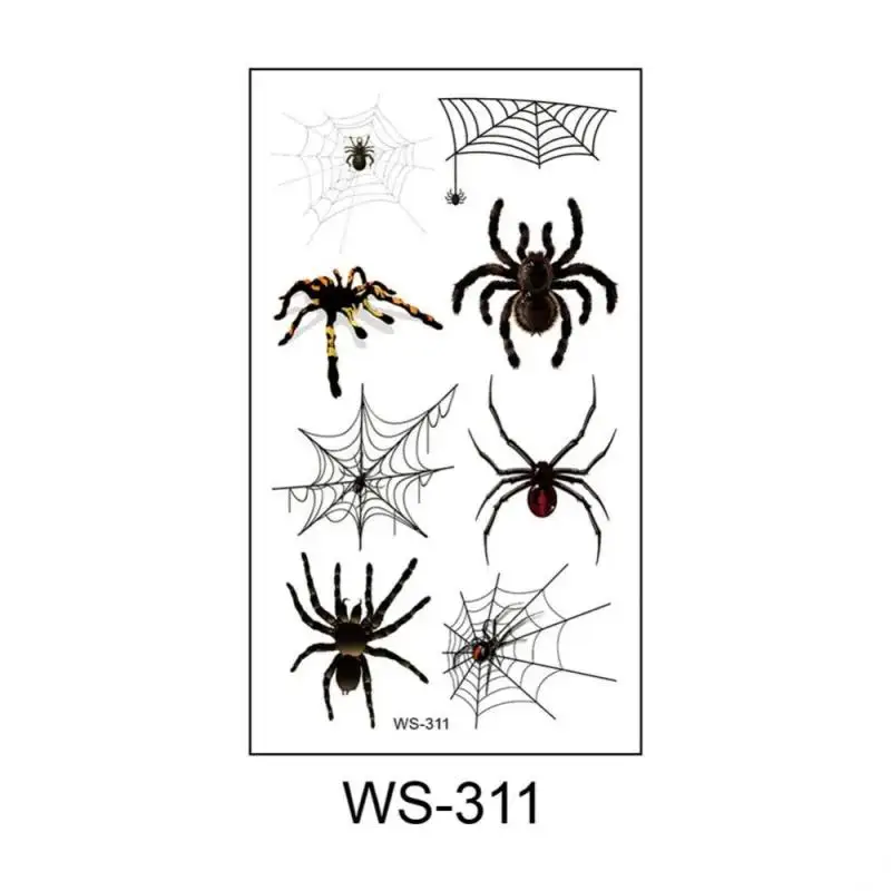 Horror Dark 3D Spider Temporary Tattoo Stickers For Halloween Waterproof Hand Arm Body Art Fake Tattoo Sticker Women