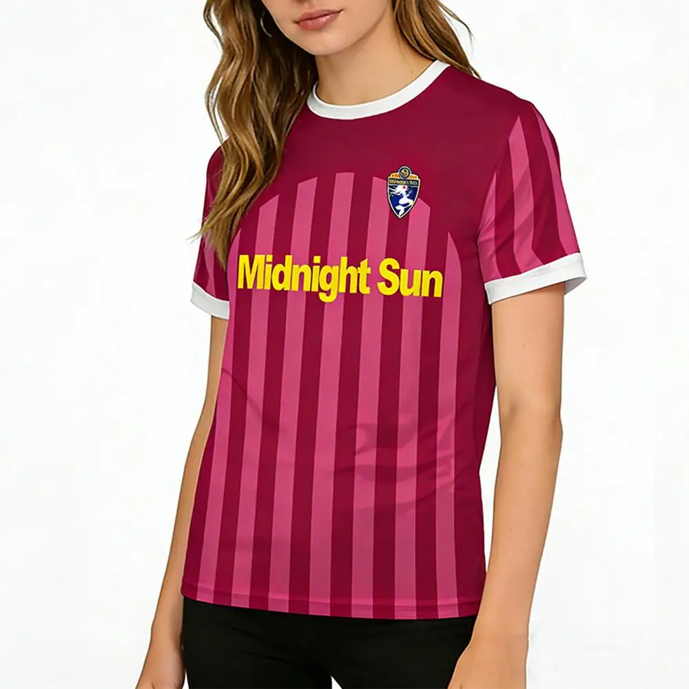 Zara Larsson Midnight Sun Pink Football Jersey Street Trendy Printed Unisex O-Neck T-Shirt Sports Quick-Drying Short-Sleeve Tees