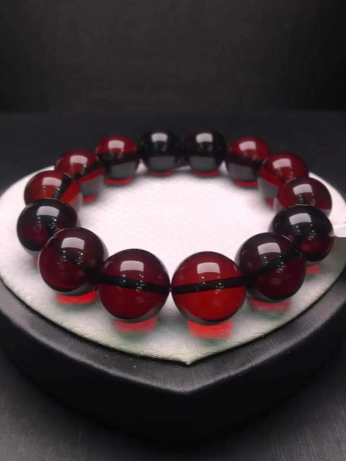 For Women Men Healing Love Gift Stone Gemstone Blood Red Amber Round Beads Bracelet