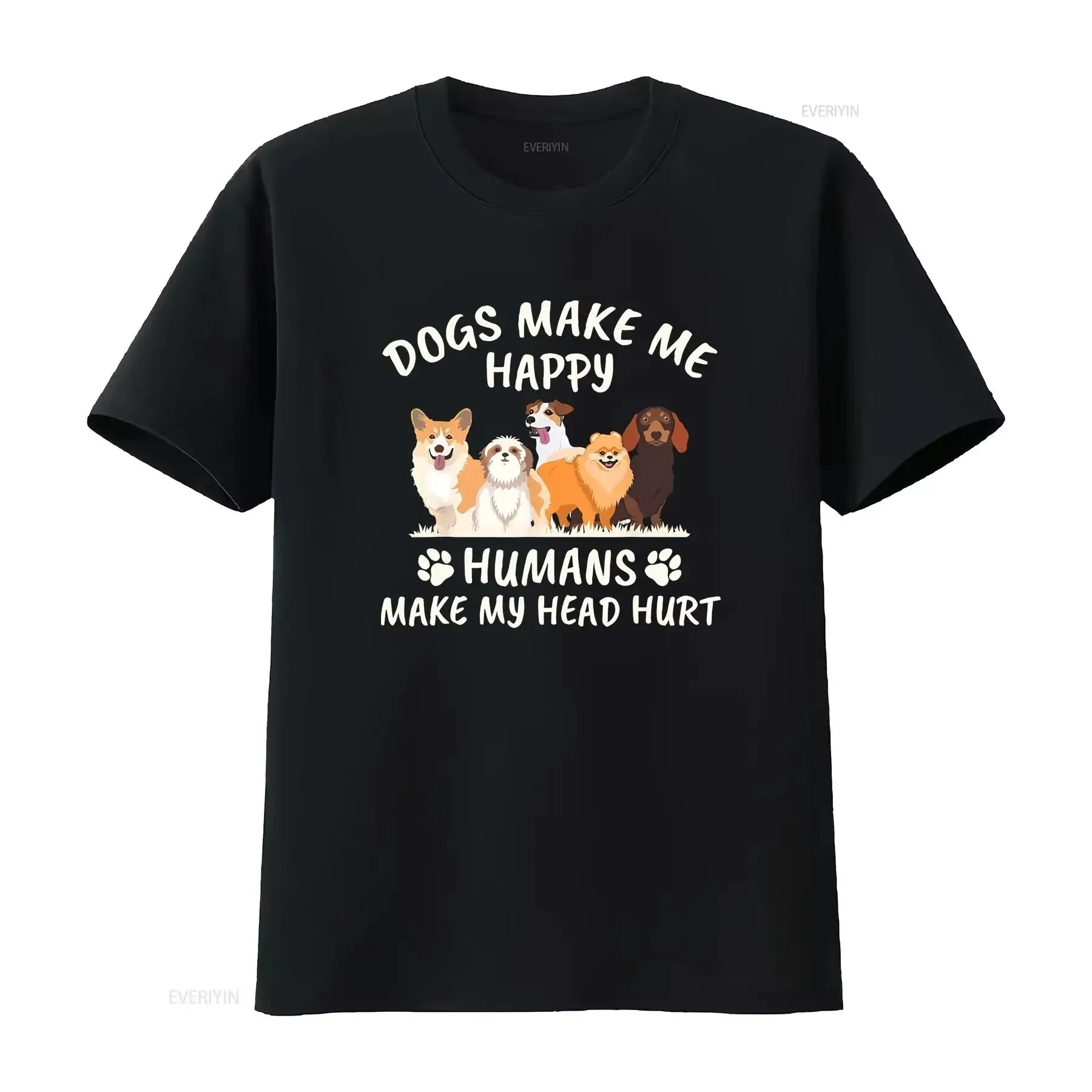 

Dogs make me happy humans my head hurt funny gift T Shirt vintage Washed Comfortable graphic homme Slightly designer clothes
