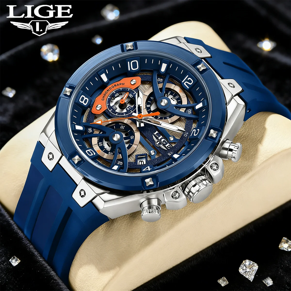 

Мужские повседневные роскошные часы LIGE, водонепроницаемые светящиеся часы с хронографом и датой, мужские наручные часы, высококачественные военные кварцевые часы для мужчин
