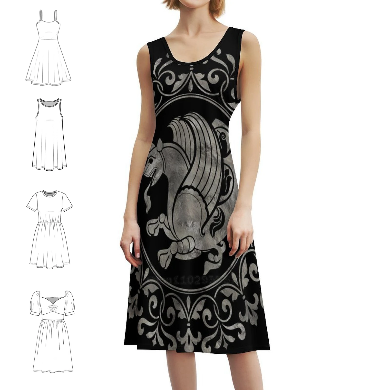 Simurg-Senvurv-Senmurgh Women's Elegant Party Dress A-Line Dress With Short/Long/Sleeveless Options Senmurgh Simurg Senvurv