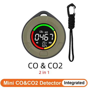 PTH-10E 미니 이산화탄소 일산화탄소 감지기, CO CO2 공기질 휴대용 모니터, LED 스크린, 실내 및 여행용 USB 충전