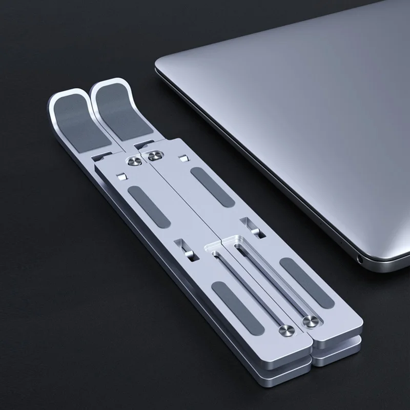 Dudukan Laptop lipat portabel logam aluminium, dudukan Notebook dapat disesuaikan
