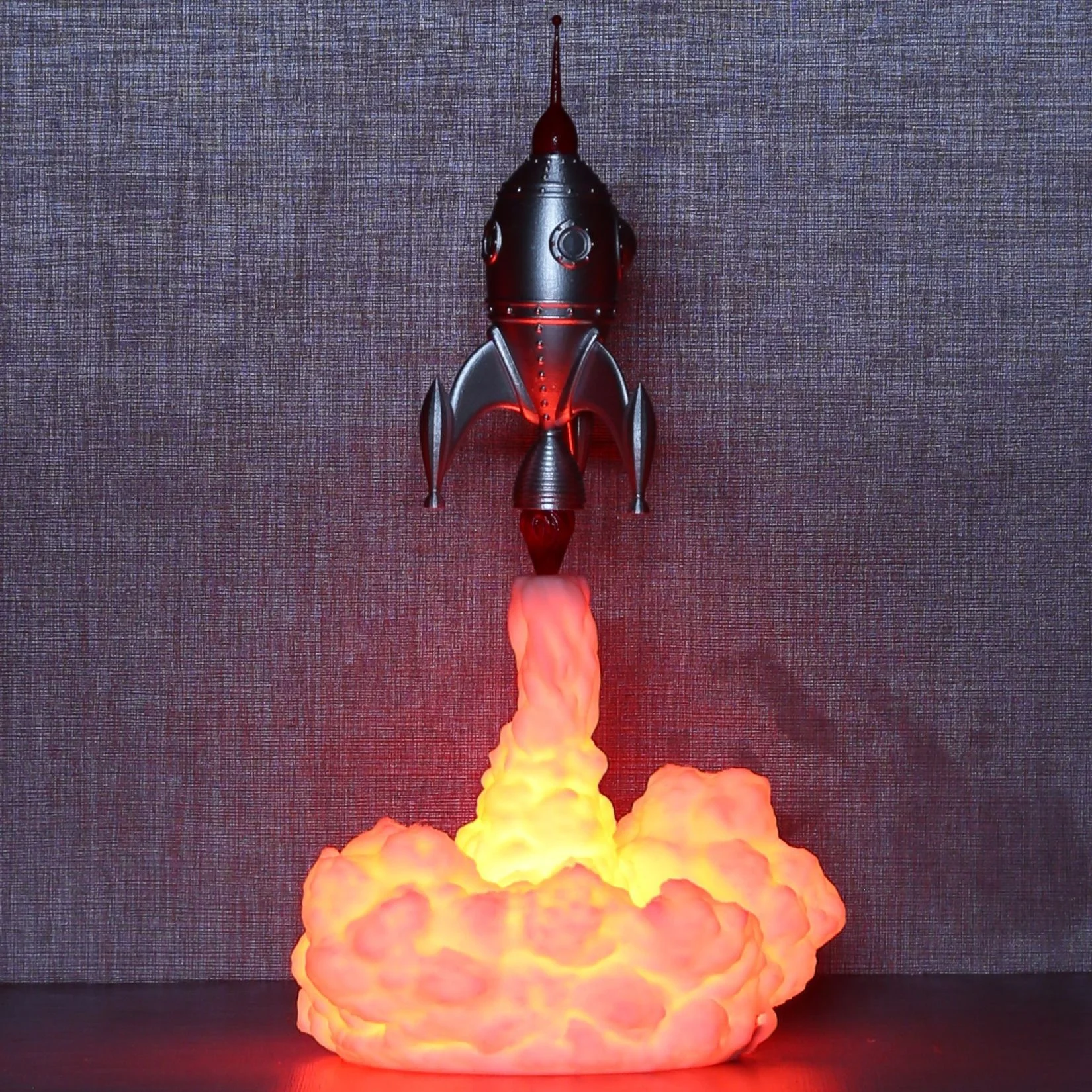 Creative Rocket Night Light 3D Printed Statue Figurine LED Desk Lamp Kids Birthday Gift Gaming Bedroom Living Home Decor