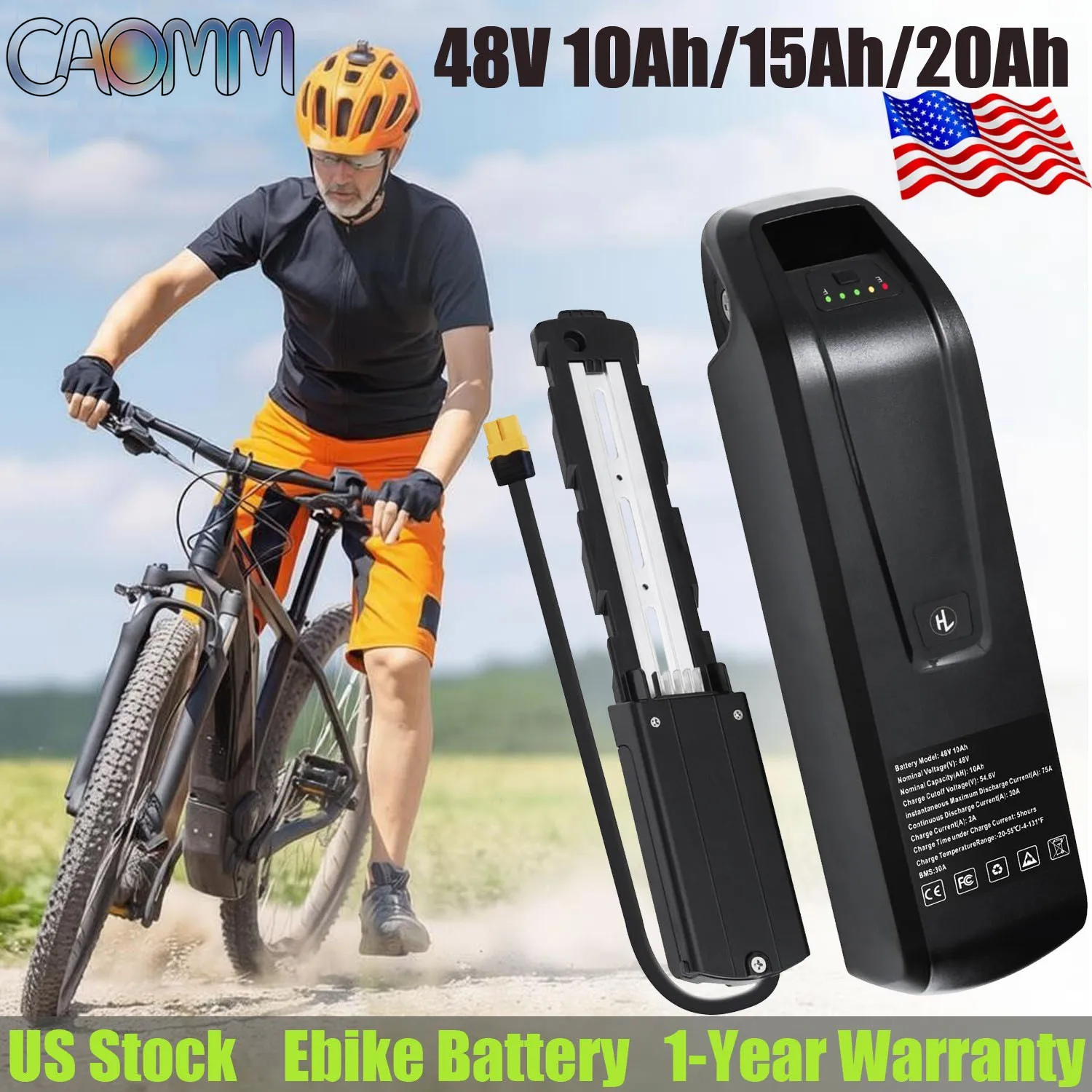 Hailong 48V Ebike Lithium Battery Pack 10Ah/15Ah/20Ah for 200-1500W Electric Bicycle Bike Motor with 30A BMS