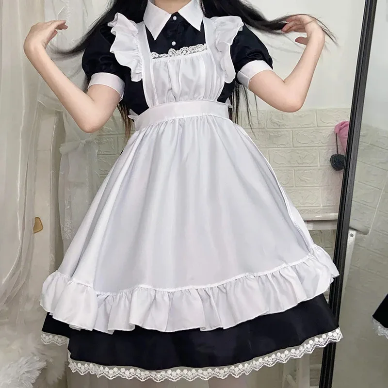 

qq98Cos black and white outfit cute maid soft Lolita dress Japanese sexy cat girl uniform party set