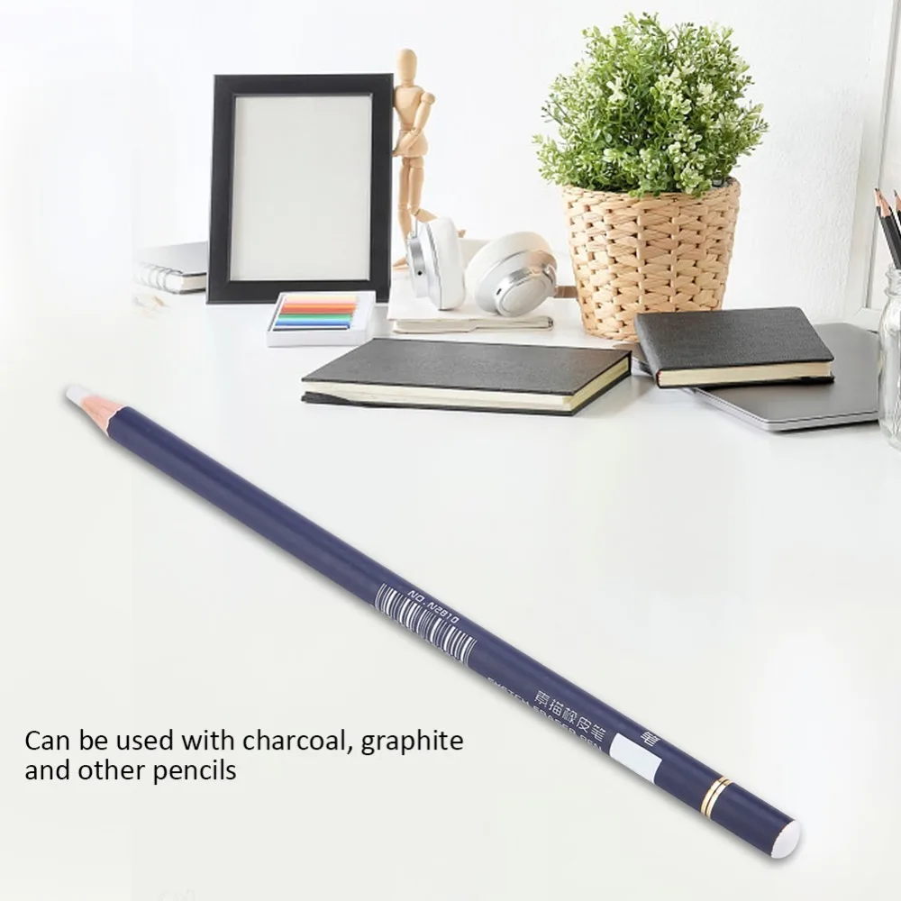 6PCS White Highlight Tone Sketch Tortillon Matte Erasing Effect Fine Detail Removal Charcoal Pencil Corrector