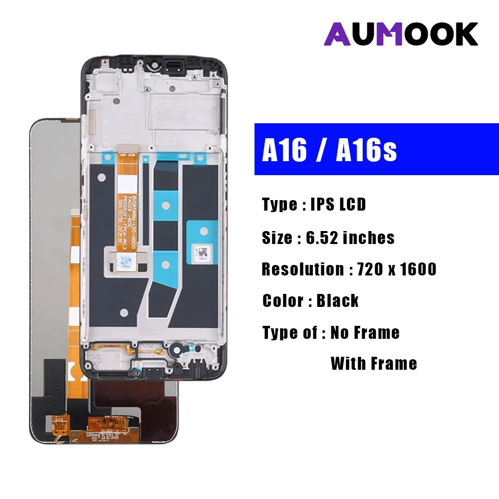 AAA+ IPS LCD For OPPO A16/A16s Display Touch Screen Digitizer Assembly Parts For OPPO A16s/A16 With Frame LCD Display