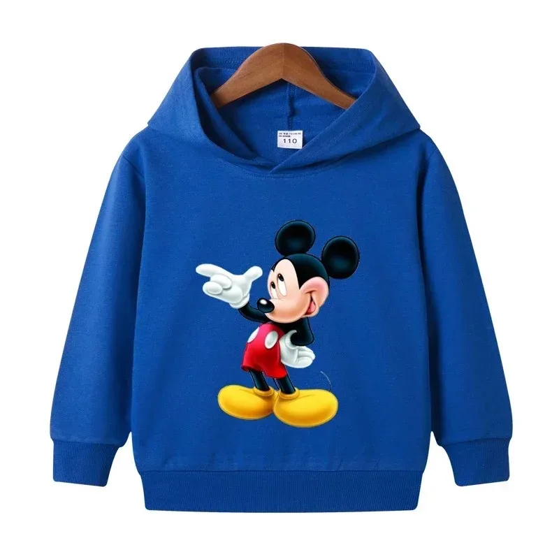 Odzież dziecięca chłopcy dziewczęta Minnie Mickey bluza Kawaii sweter z długim rękawem ubrania bluza z kapturem z motywem kreskówkowym jesienne