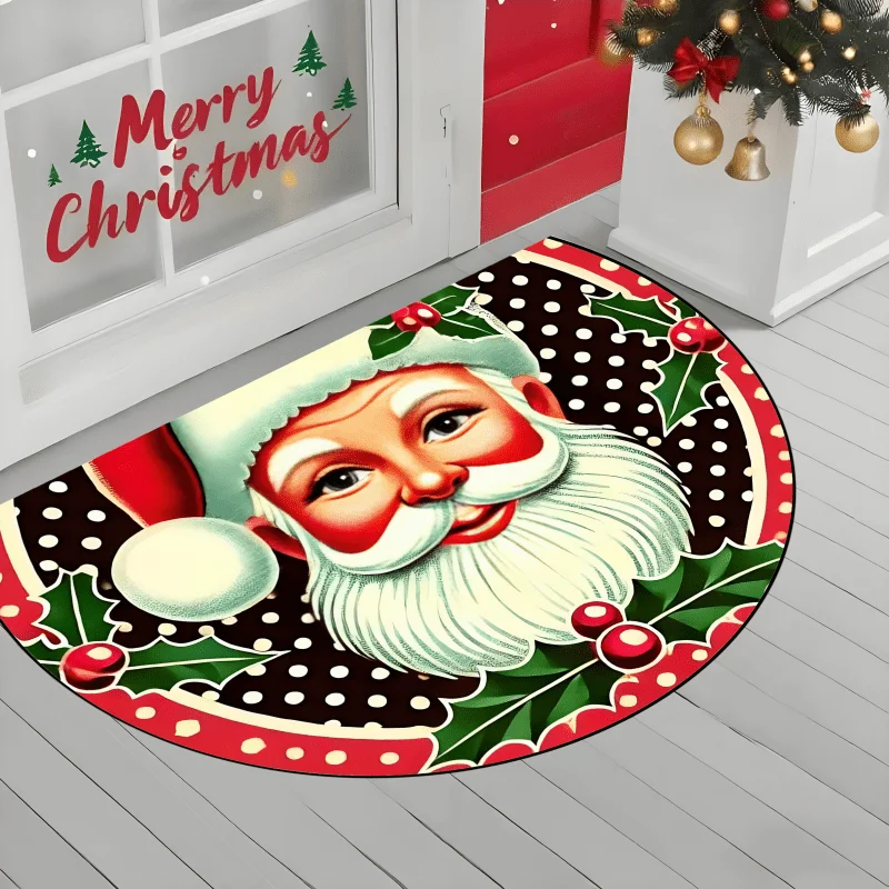 Christmas Snowman Spotted Deer Red Bird Printed Doormat for Front Porch Patio Balcony Outdoor Holiday Floor Mat Washable