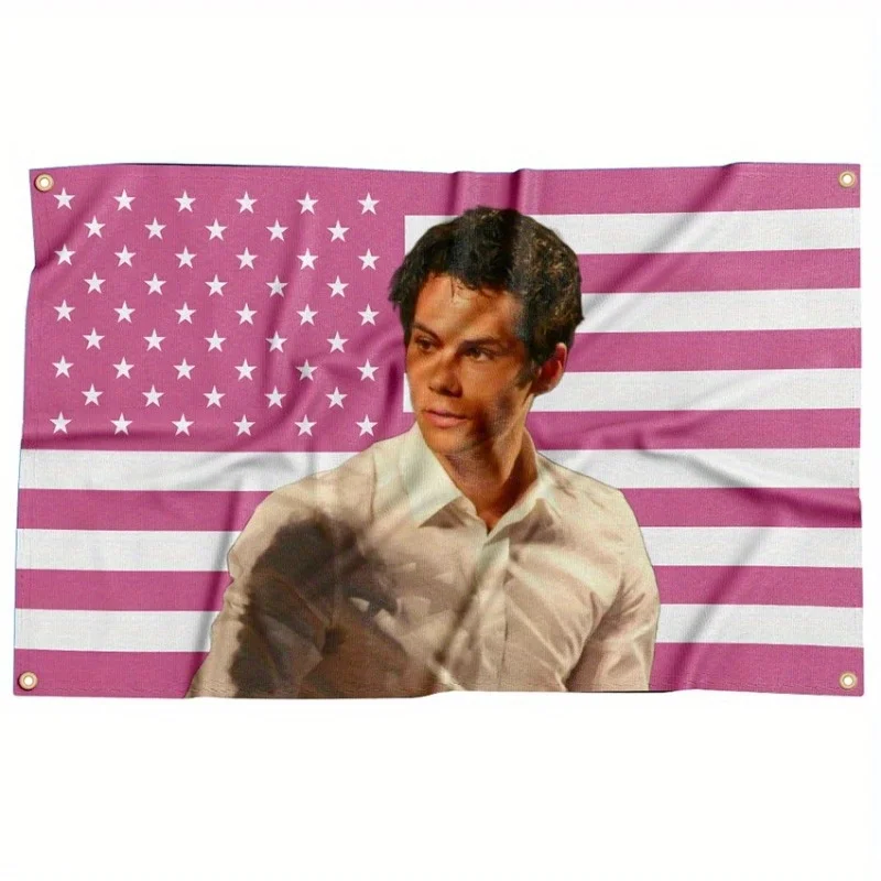 1pc Dylan O'Brien American Flag Tapestry - 3x5 Feet, Polyester, 4 Grommets, Single-Sided Flag with Stars and Stripes Design, Ide