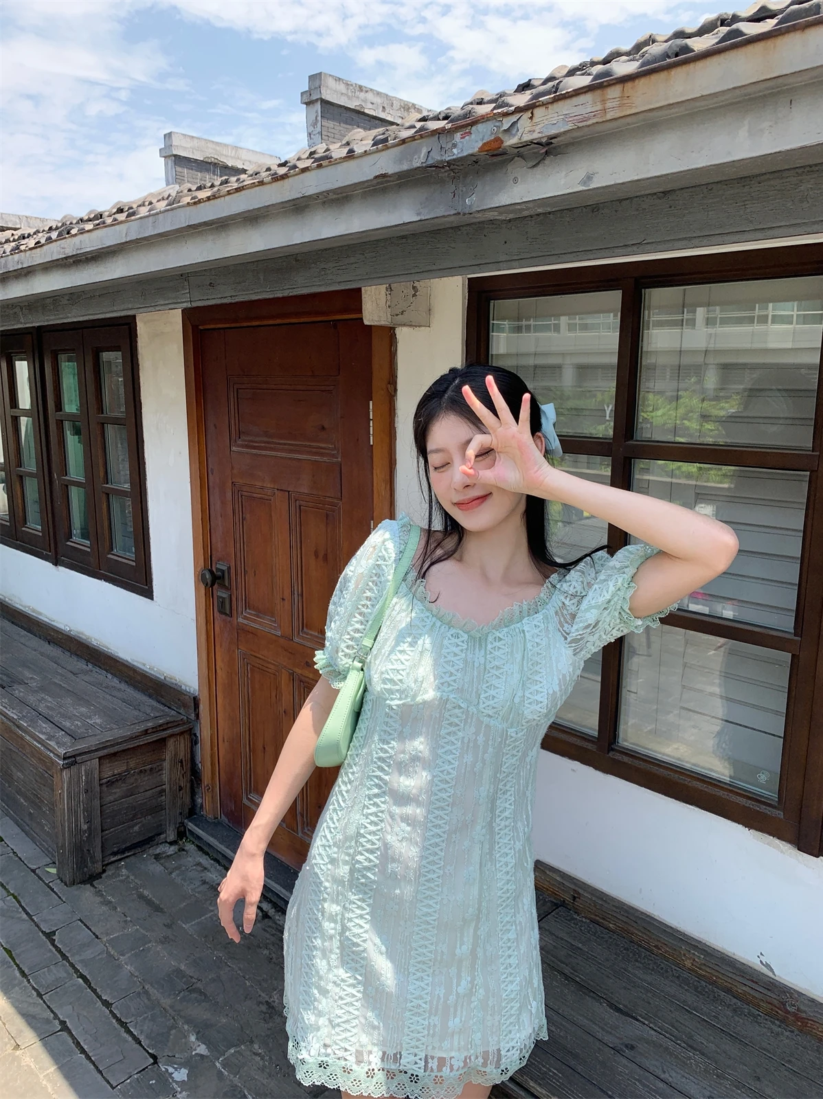 

LXLILIUM High-End Mint een Lace Beaded Dr 060 AM000 Cusizable Women's Faion Summer Collection