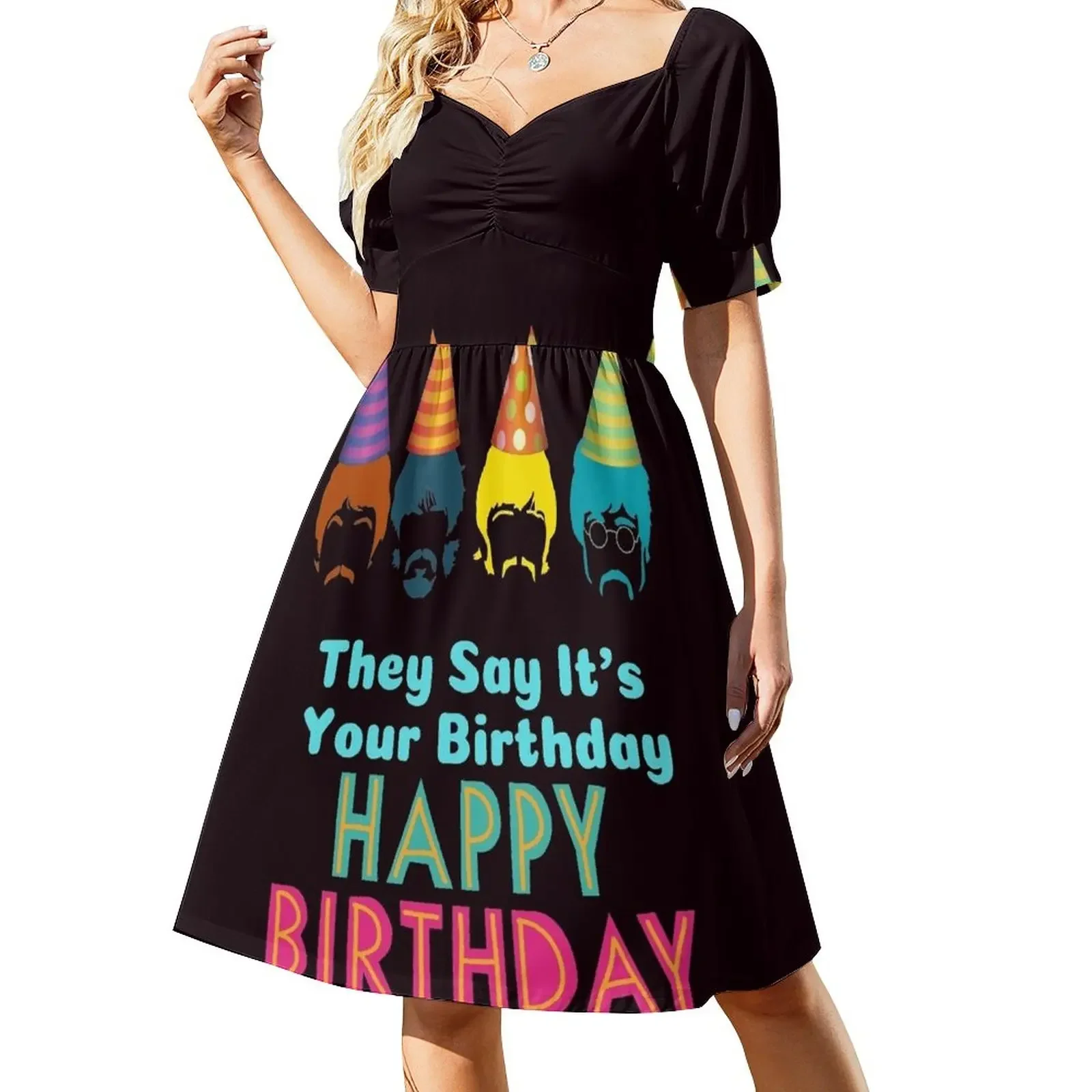 

They Say it's your Birthday Happy B-day Short-Sleeved Dress women party dresses fairy dress Dress woman Casual dresses
