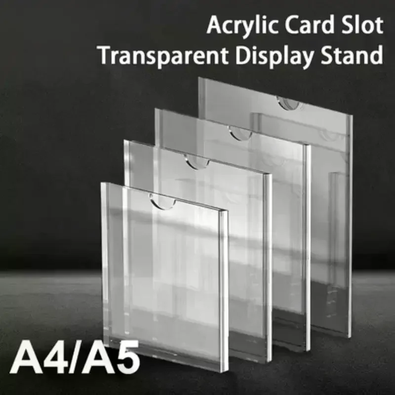 A4/A5 Clear Acrylic Wall Frame Wall Mount Sign Holder Certificate Frame Wall Picture Display Stand Single Double Layer Card Slot