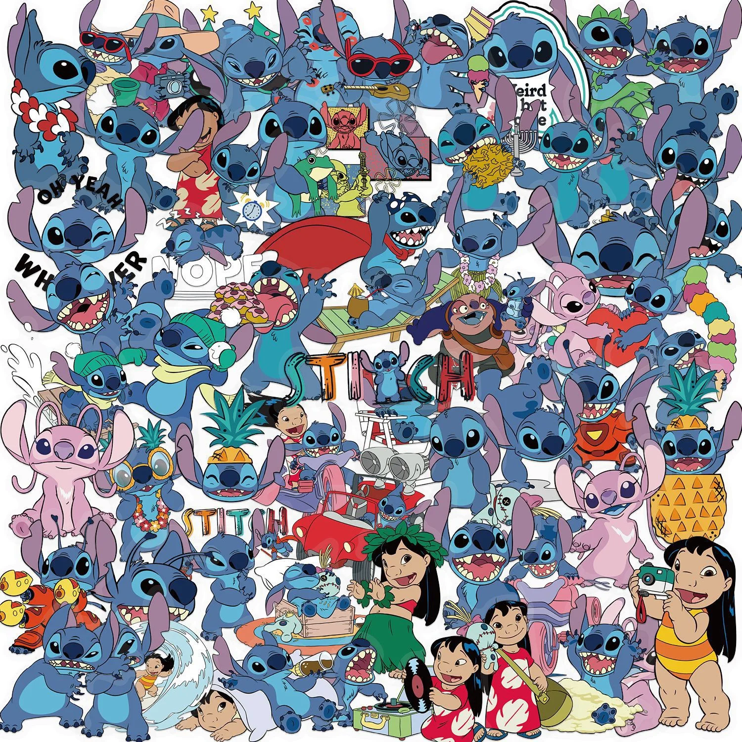 

10/60pcs Transparent Disney Stitch Anime Stickers Waterproof DIY Graffiti Phone Laptop Luggage Guitar Notebook Stickers Kids Toy