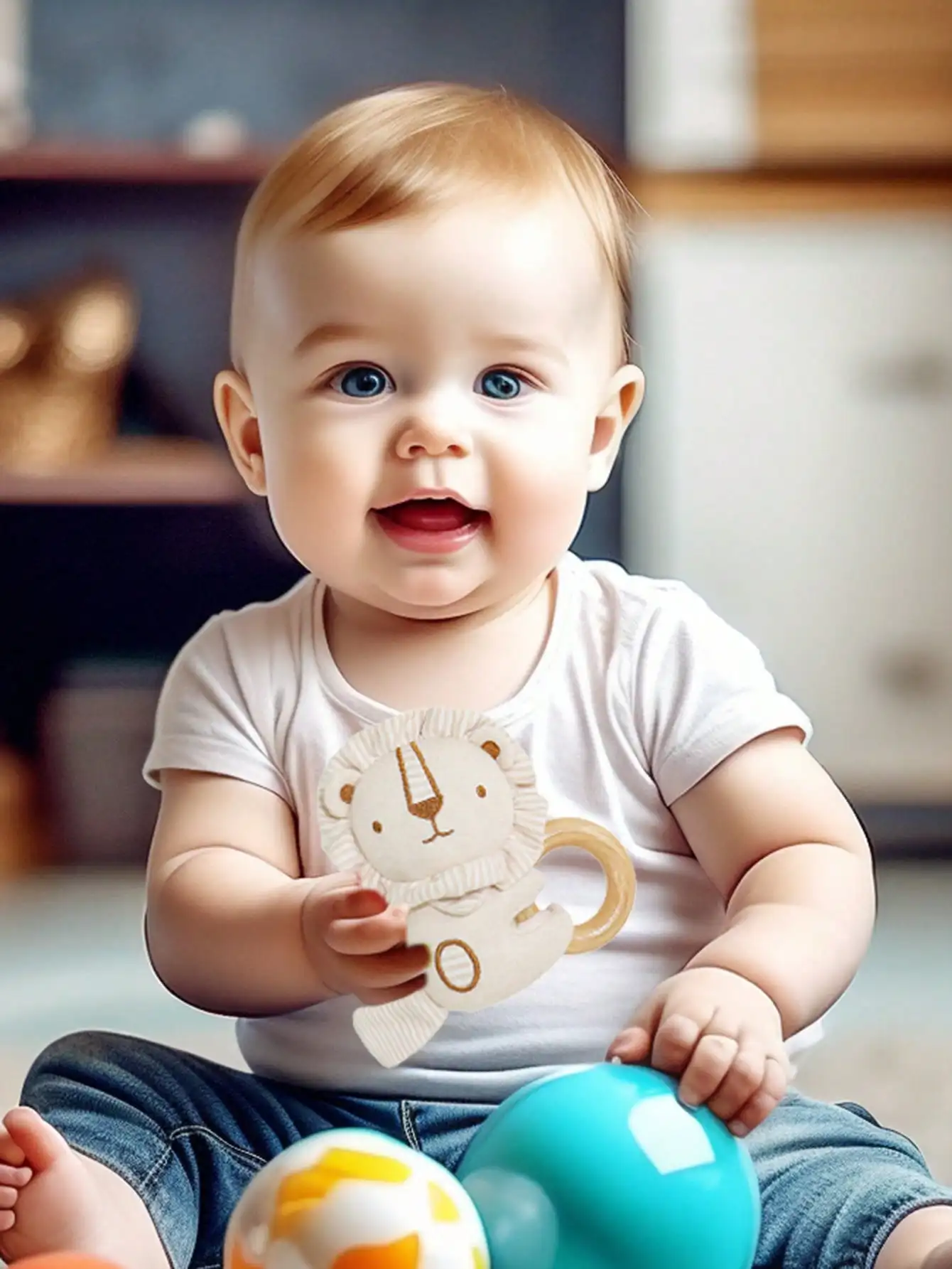 Anello per mano carino per bambini adatto per i giocattoli lenitivi neonatali dell'anello per le mani possono morsi il regalo di compleanno del bambino