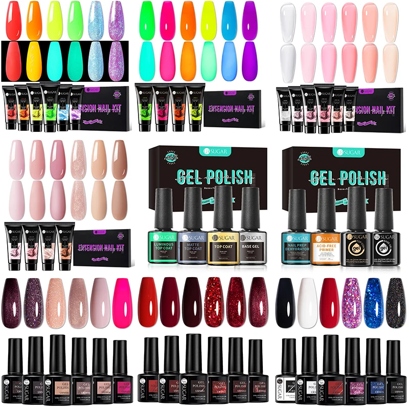 UR SUIKER 4/6 Stuks Halloween Nail Art Manicure Lichtgevende Fluorescerende Uitbreiding Nagelgel Set Neon Nail Tips Quick bouwen Kleur Gel