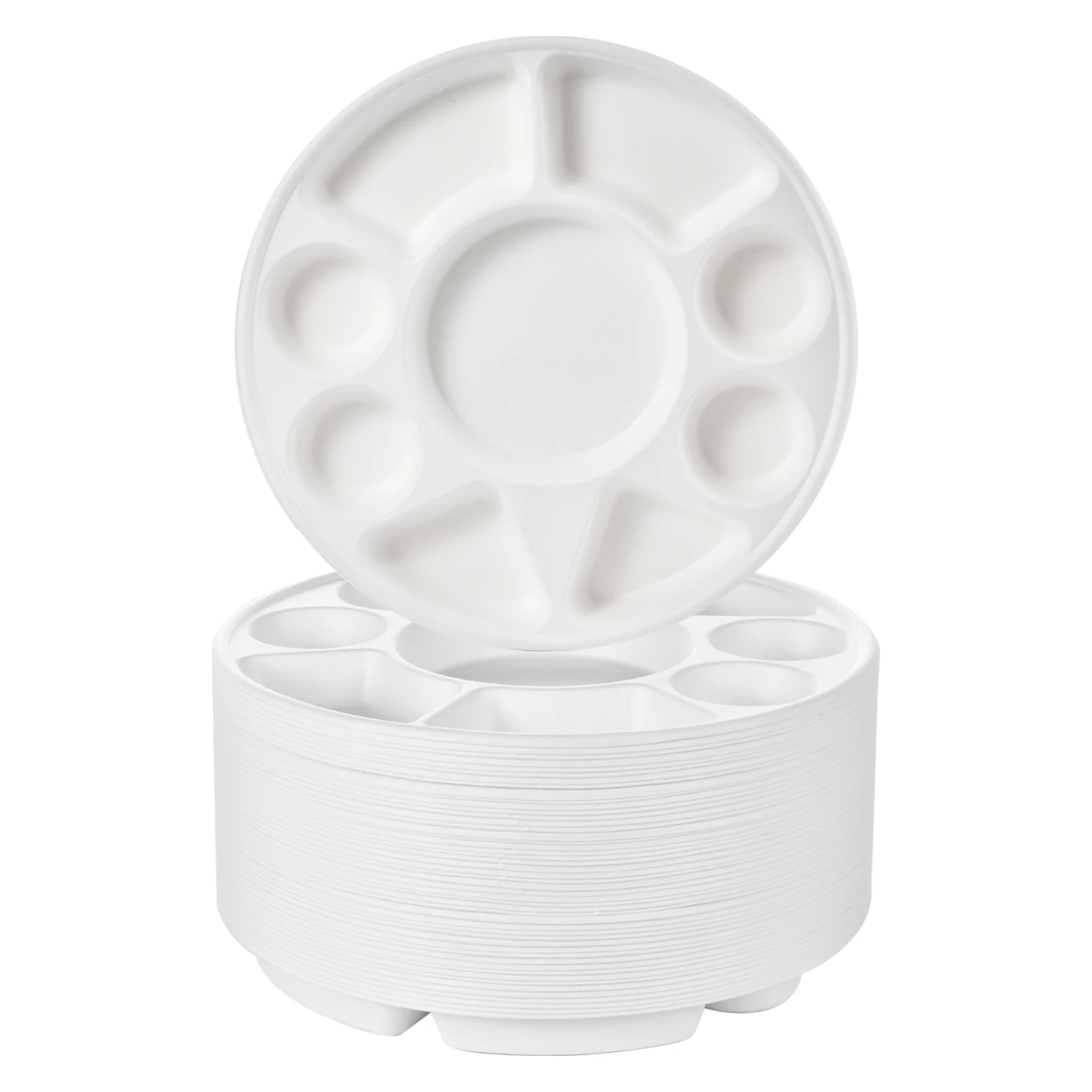 

Разделенные тарелки для мешков, круглые тарелки с 9 отделениями 12,5 дюйма, экологически чистые одноразовые подносы на 100 штук для вечеринок, свадеб