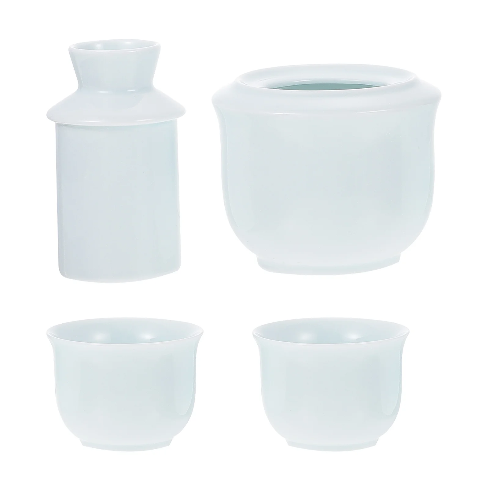 

1Set Ceramic Wine Warmer Set Sky-Blue Smooth Edges Winter Use Liquor Drinking Cups Suitable for Holiday Gifts Homes