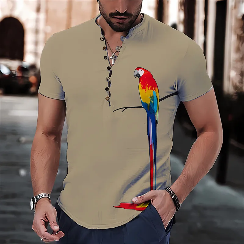 2023 Short Sleeve Men\'S Shirt 3d Fashion Print Oversized Summer Casual Stand Up Collar Shirt Streetwear Men\'S Clothing Tops 3XL