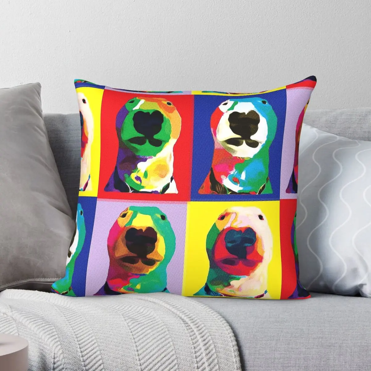 Nelson The Bull Terrier Pop Art Square Pillowcase Polyester Linen Velvet Printed Decorative Throw Pillow Case Bed Cushion Cover