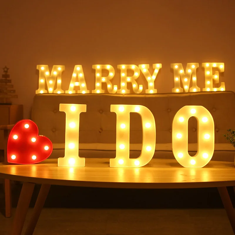 16/22CM DIY Luminous Lights LED Letter Night Light Creative Letters Alphabet Number Lamp Romantic Wedding Party Decoration