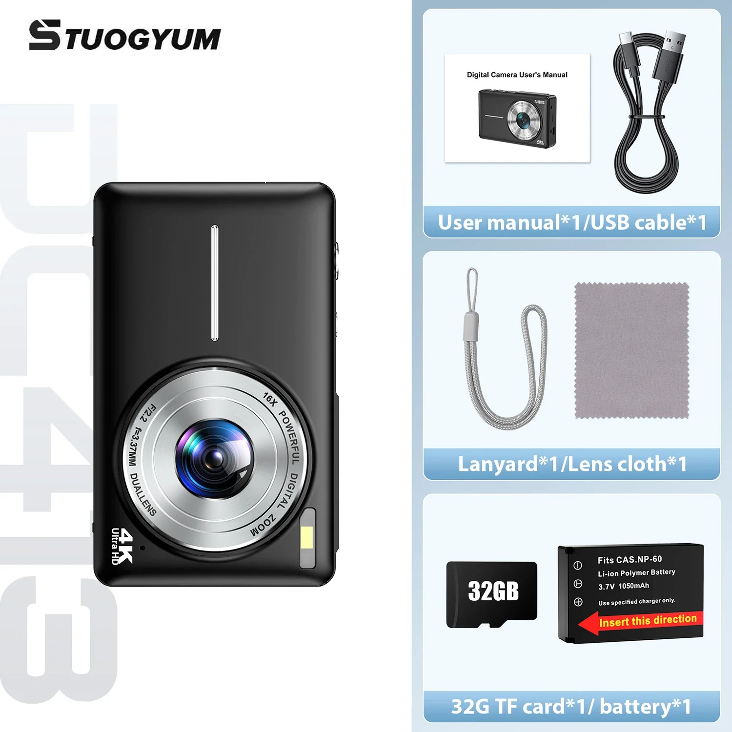 

Цифровая камера 4K, 64-мегапиксельная камера, подходящая для цифровых фотокамер и съемки с автофокусом, камеры CCD с 16-кратным зумом