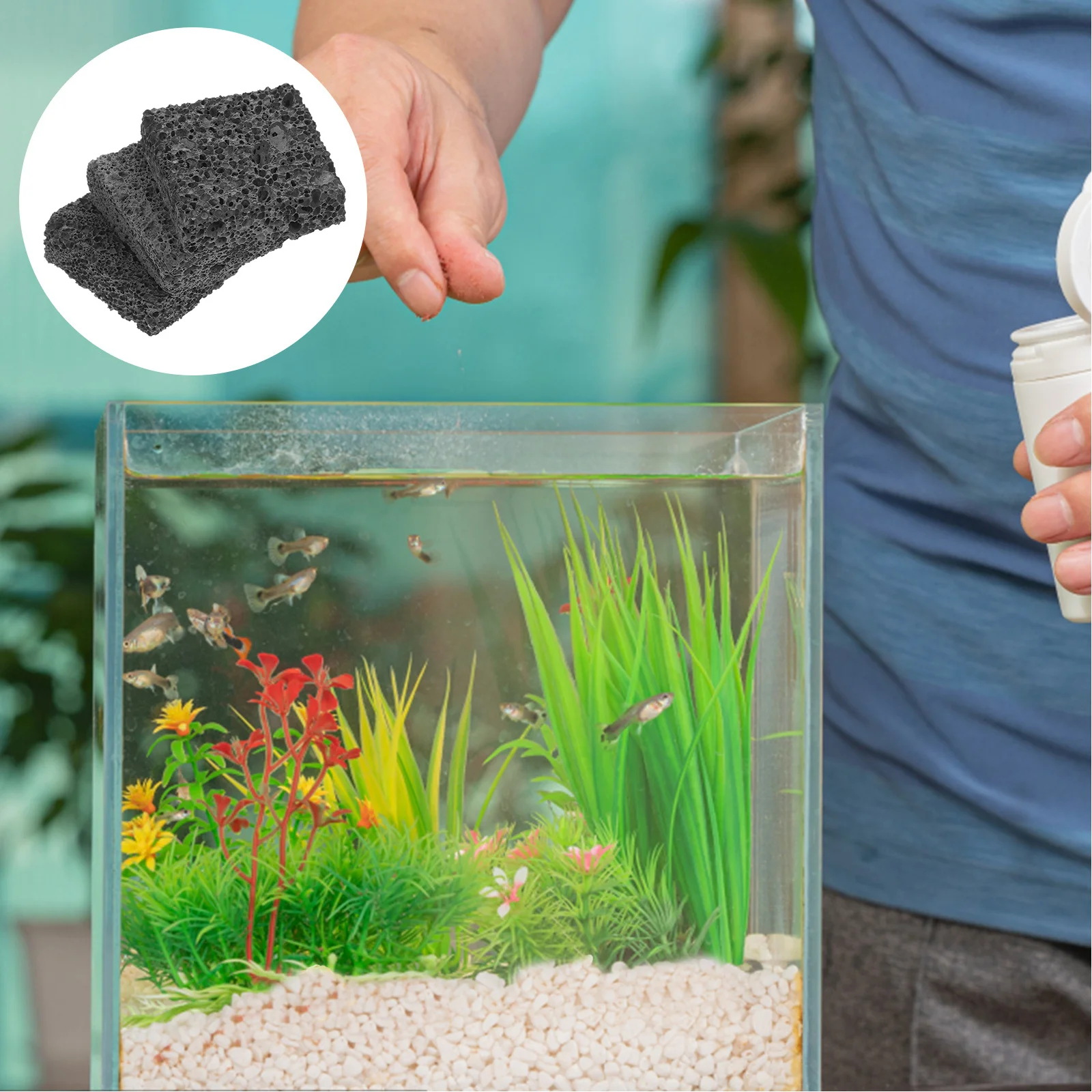 

3pcs Water Grass Planting Tiles Natural Volcanic Rock For Betta Fish Tank Aquarium Decor Moss Propagation Pieces