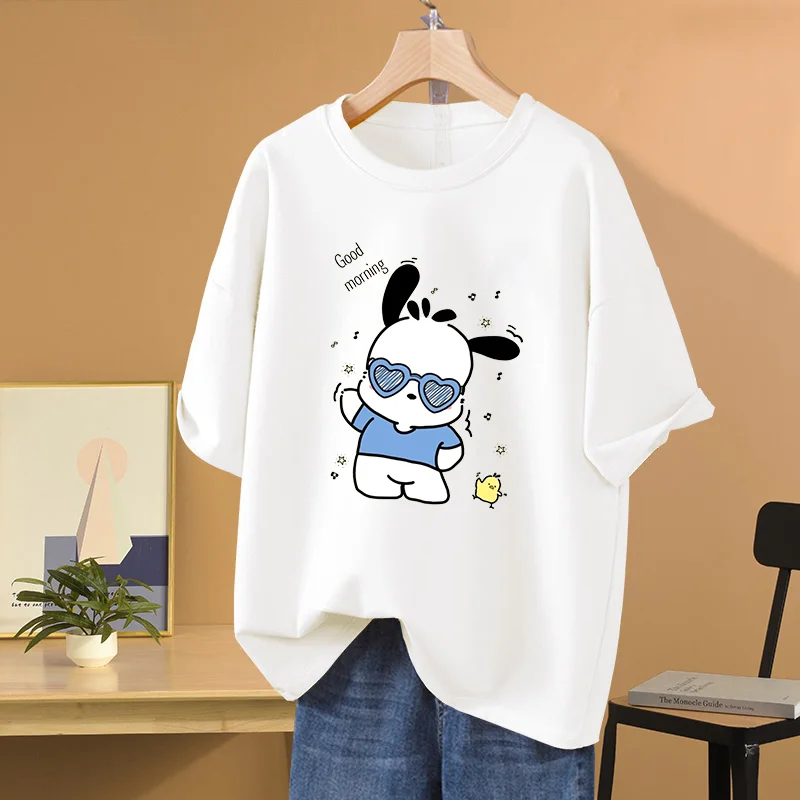 Sanrio Pochacco Men's and Women's printing T-shirt men and women casual street sports student couple T-shirt